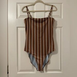 Aerie Brown Striped Bathing Suit